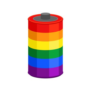 Pil Lgbt bayrak izole. akümülatör gökkuşağı renkli karikatür St