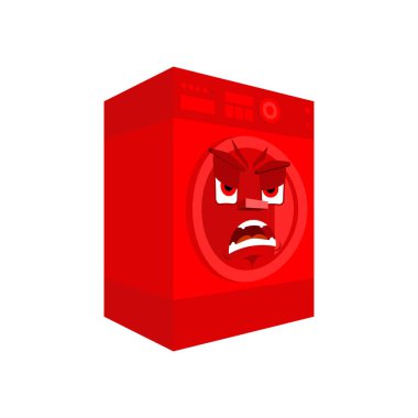 Çamaşır makinesi öfkeli bir duygu izole. Kötü çamaşır makinesi karikatür Styl