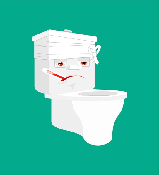 厕所碗病与温度计查出。生病厕所动画片 — 图库矢量图片