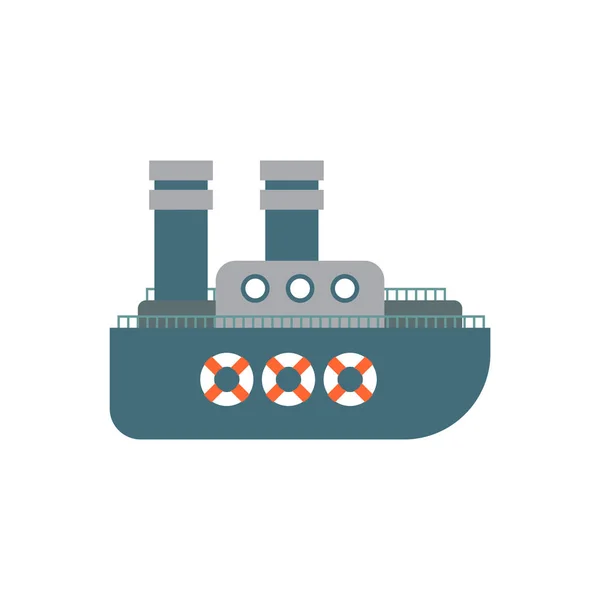Steamship cartoon style isolated. Ship Vector Illustration — Stock Vector