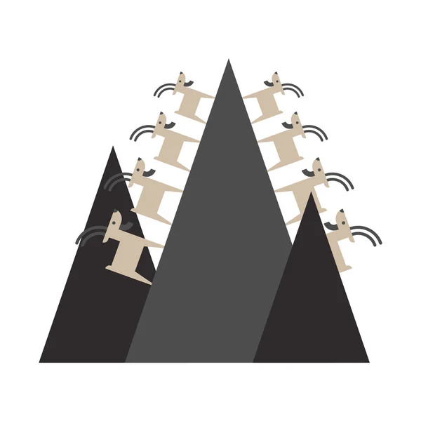 Cabra de montaña en roca aislada. Animal vector ilustración bestia — Vector de stock