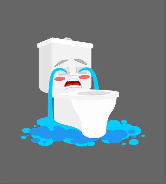 Toilet bowl crying tears isolated. cry lavatory Cartoon Style Ve — Stock Vector