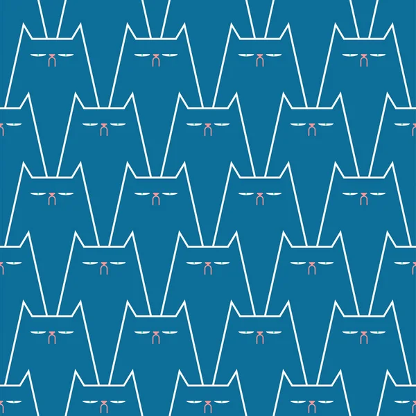 Blue cat pattern seamless. pet background. Vector — Stock Vector