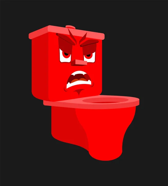 Bol de toilette émotion en colère isolé. Méchant style de dessin animé toilettes . — Image vectorielle