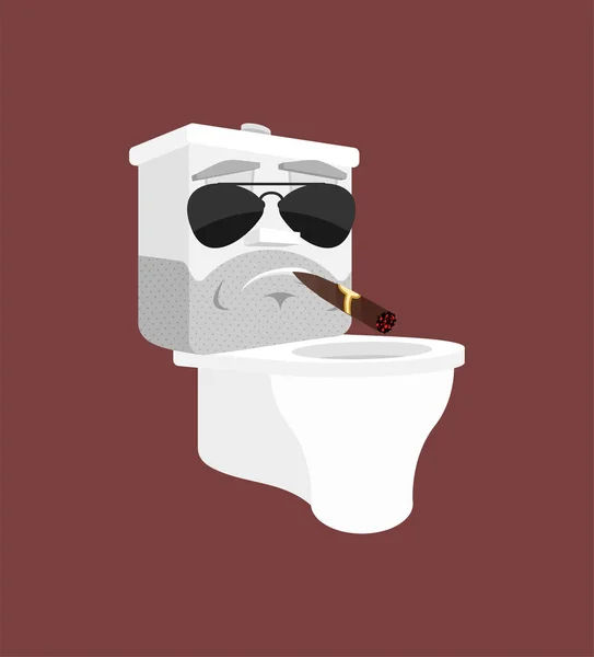 Bol de toilette dur Brutal Sérieux isolé. toilettes avec cigare em — Image vectorielle
