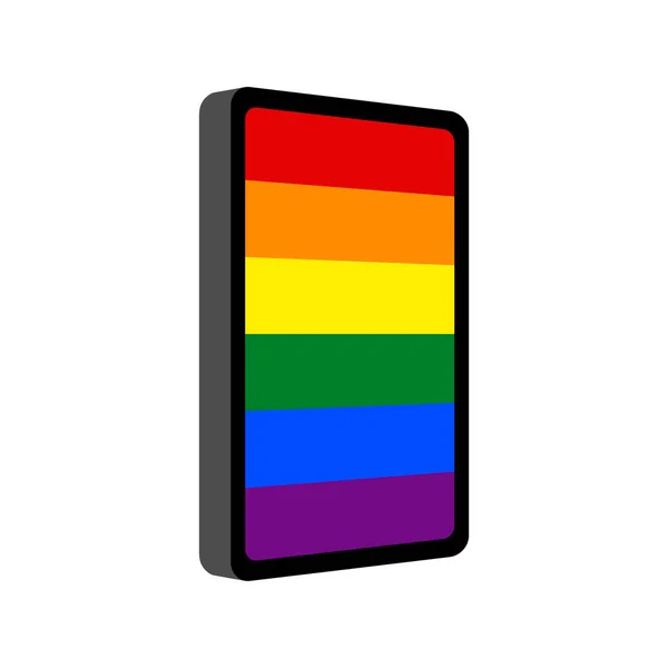 LGBT smartphone. Yanardöner telefon ekran. Vektör işareti — Stok Vektör