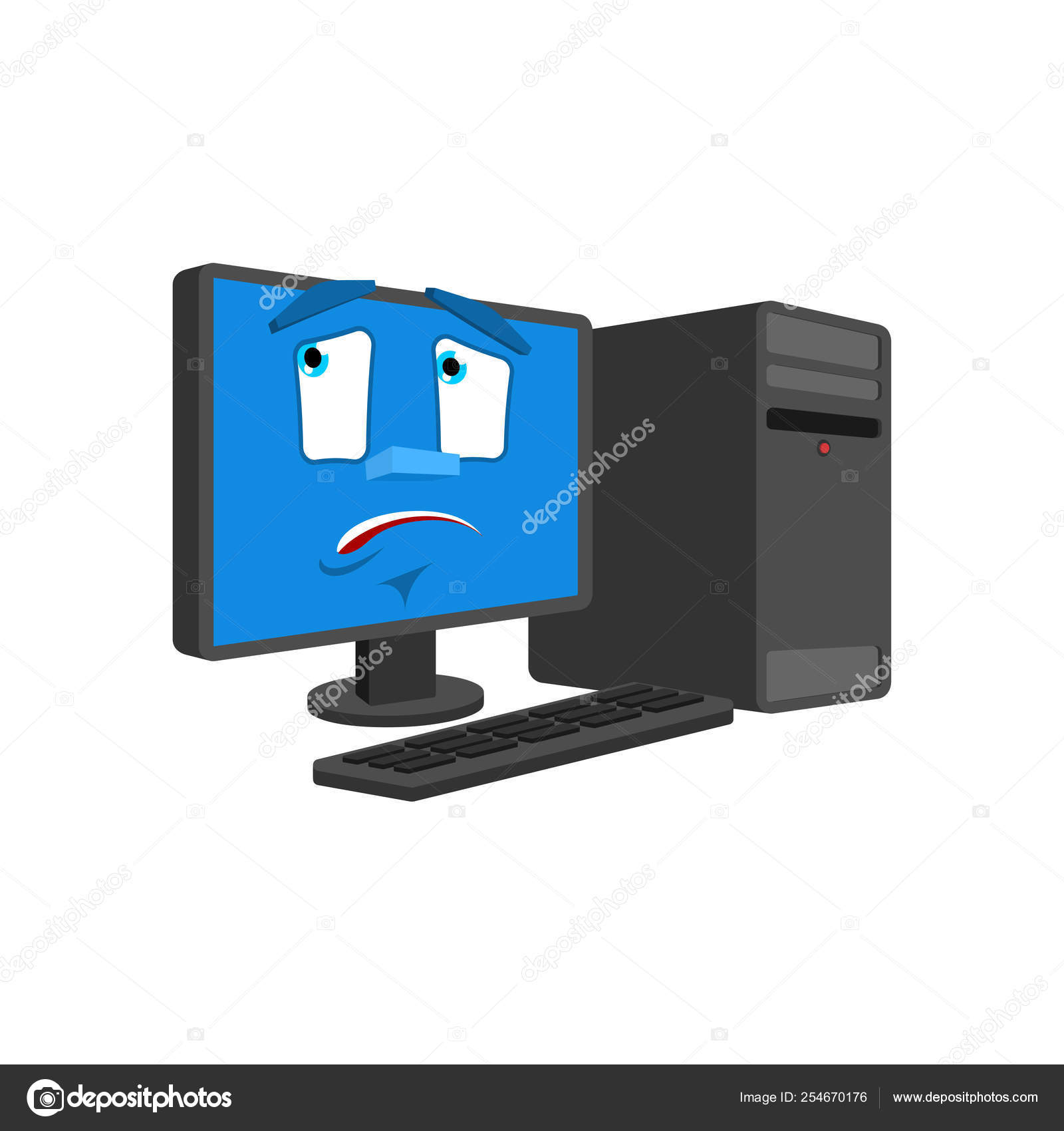 Компьютер Сбит С Толку Эмоциями Изолирован. ПК В Убытке.