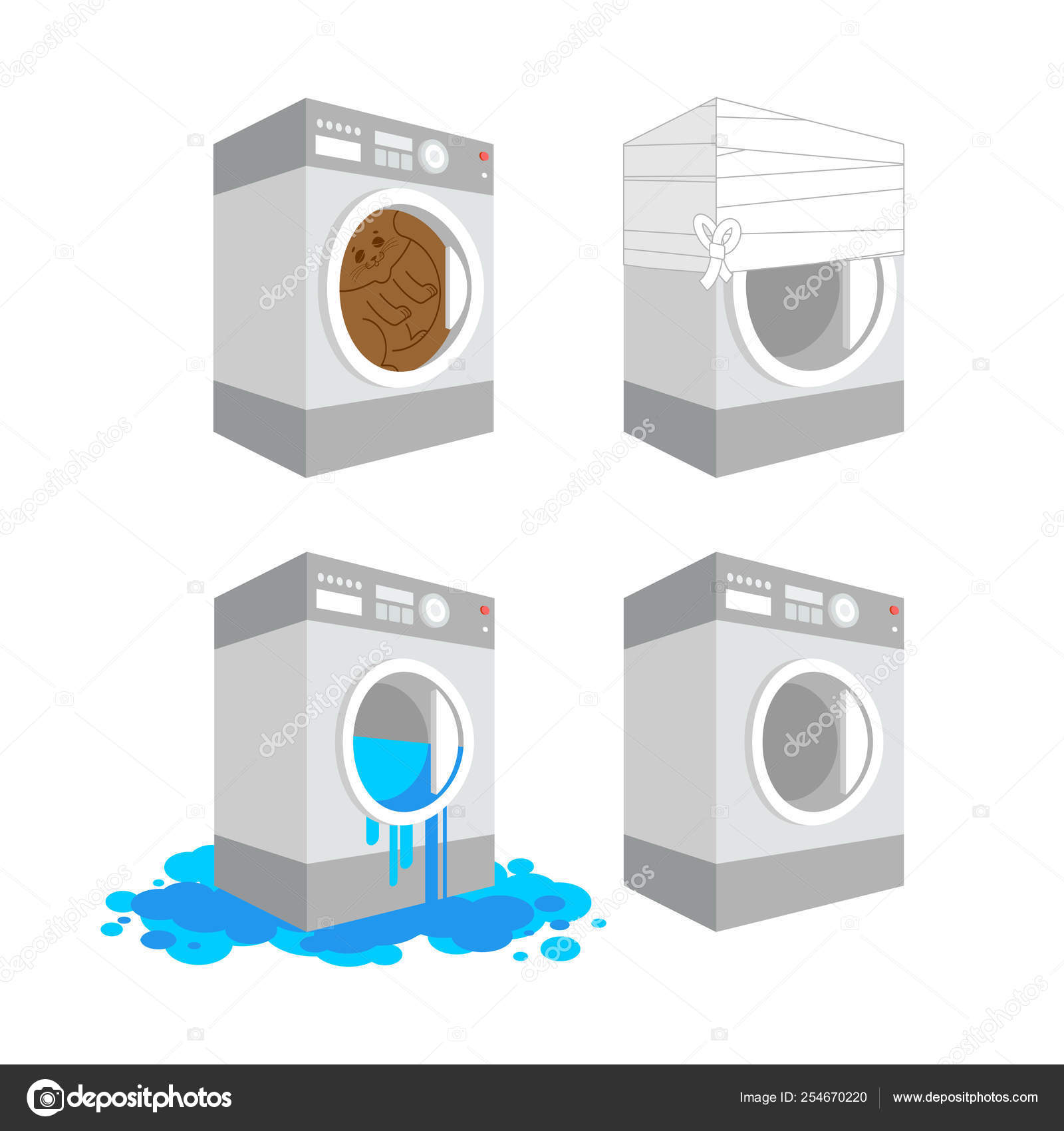 Washing Machine Leaking >> Washer Set Cat In Washing Machine Leaking Cartoon Style Washing Machine Leaking >> Washer Set Cat In Washing Machine Leaking Cartoon Style