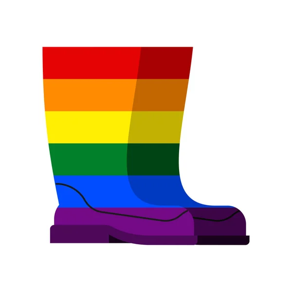 Rubber boots Rainbow color. riding boot LGBT flag multicolored v — Stock Vector