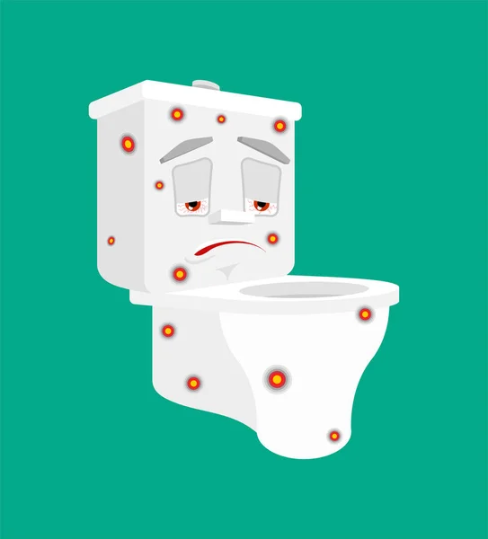 Toilet bowl Sick Infection isolated. Virus ill lavatory Cartoon