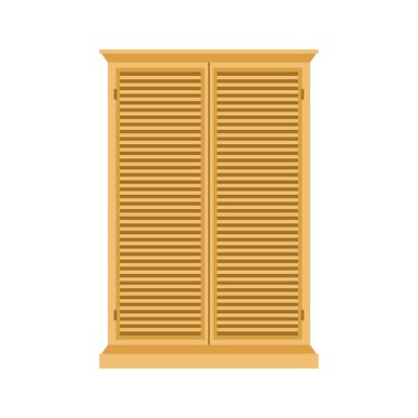 Gardırop Izole. Ahşap mobilya dolabı. Vektör çizimi