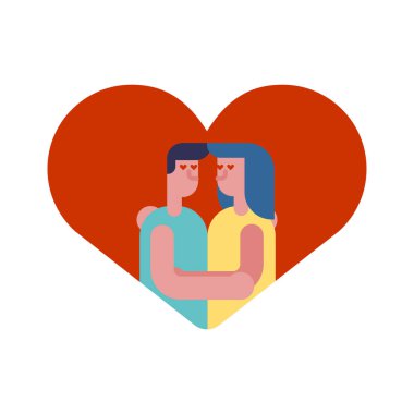 Kalpte aşıklar. Çift erkek ve kadın. Aşk işareti sembolü