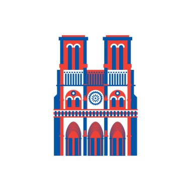 Notre Dame de Paris simgesi. Fransa'da tarihi bina.  