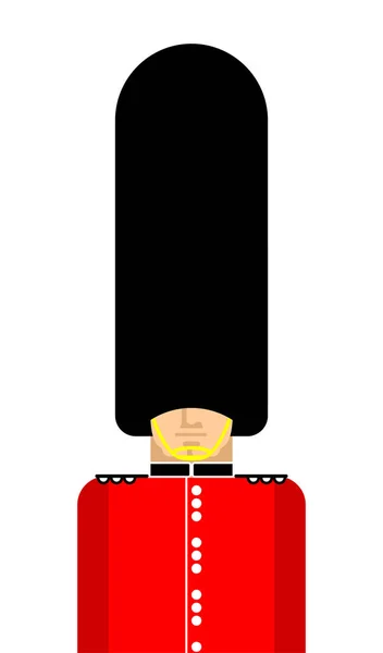 Britse Guardsman geïsoleerd. Londen Queens Guard in bont Bear hoed. — Stockvector