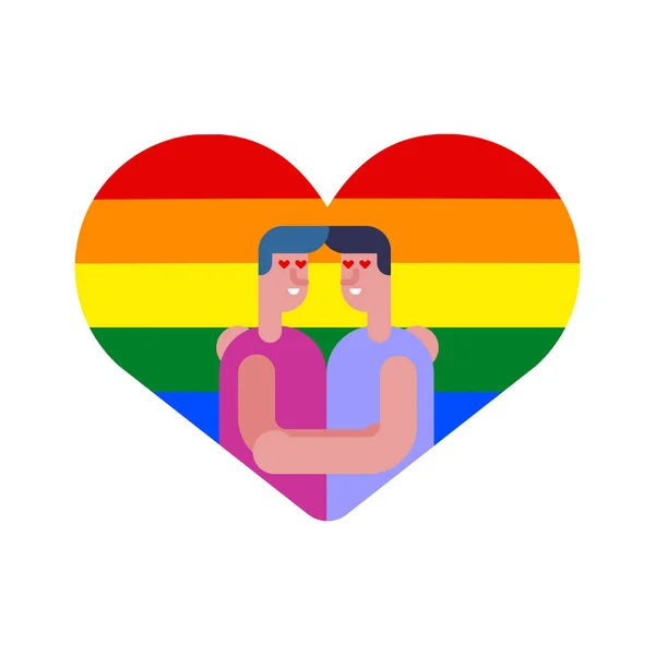 Gay Lovers in heart. Couple Two boys. LGBT Love sign symbol — Stock Vector