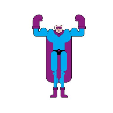 Büyükbaba süper kahraman. Maskeli ve yağmurluklu süper büyükbaba. Stro