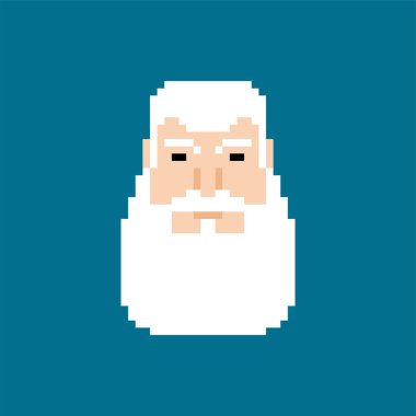 Büyükbaba piksel sanat yüz. Büyükbaba kafası 8 bit. Gri sakal vect