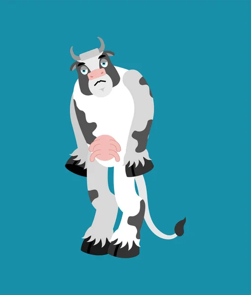 Vaca triste. Animales de granja emociones dolorosas. carne aburrida. Vector illus — Archivo Imágenes Vectoriales
