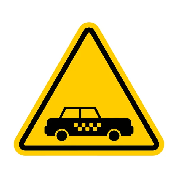 Προσοχή ταξί. Προσοχή κίτρινο αυτόματο. Κίτρινο τριγωνικό σήμα δρόμου — Διανυσματικό Αρχείο