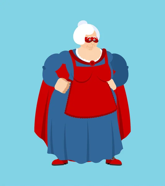 Superhéros grand-mère. Super grand-mère en masque et imperméable. Stron — Image vectorielle