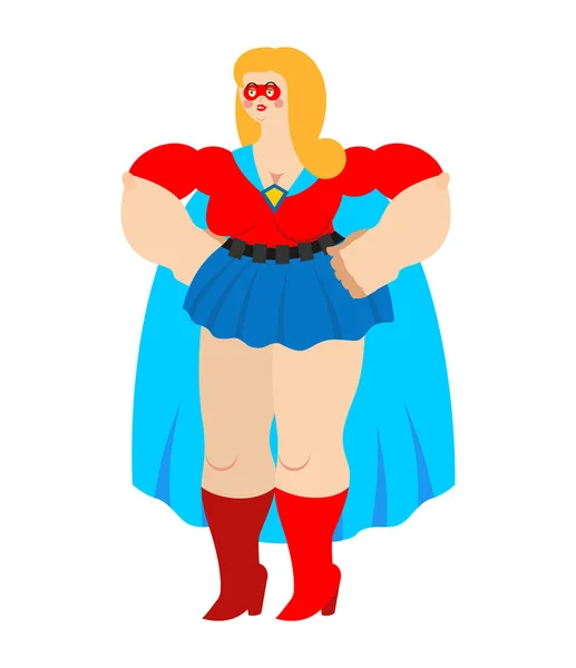 Mujer superhéroe. Super chica con máscara y impermeable. Dama fuerte — Vector de stock