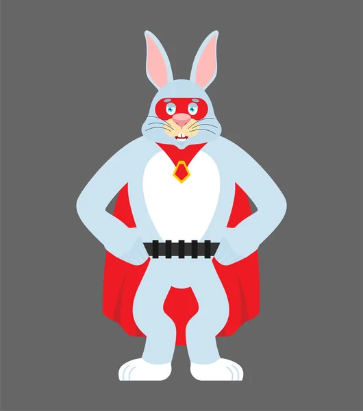 Nadhrdina Hare. Super králík v masce a v pláštěnce. Velký zajíček — Stockový vektor