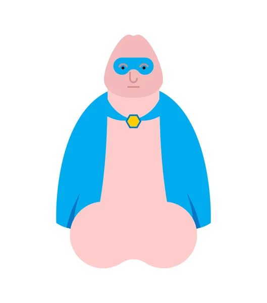 Penis superhero. Super dick in mask and raincoat. Strong Vector — Wektor stockowy