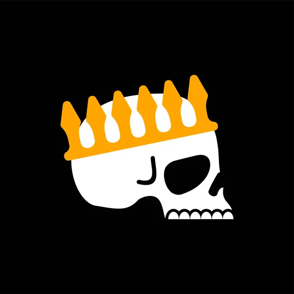 Cráneo en corona. Cabeza de rey esqueleto. Vector — Archivo Imágenes Vectoriales