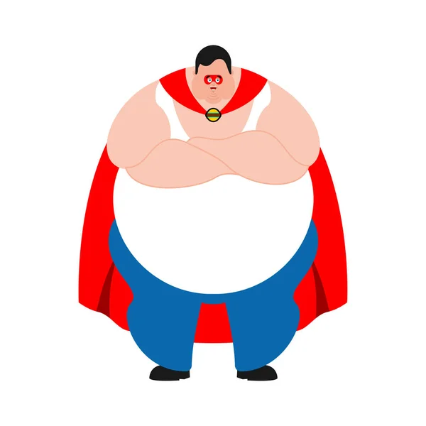 Fette Superhelden. Superkräftiger Typ in Maske und Regenmantel. stark groß — Stockvektor