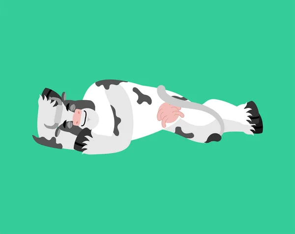 Vaca durmiendo. Animales de granja emociones dormidas. ternera dormida. Vector — Archivo Imágenes Vectoriales