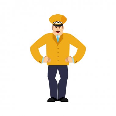 Taksi şoförü kızgın. Cabbie kötü. Taksi şoförü agresif. Vektör hasta