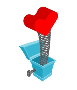 Şaka kutusunun kalbi. Komik ödül aşk. Sevgililer günü için oyuncak