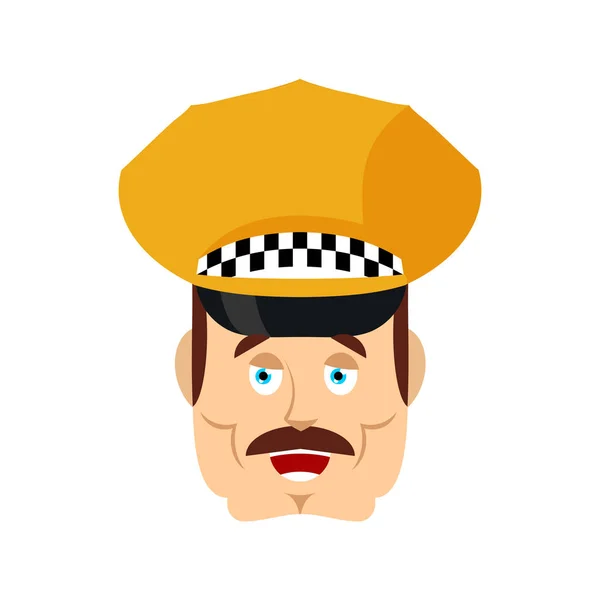 Taxi chauffeur Happy Emoji. Cabbie Merry emoties avatar. Cabdriver — Stockvector