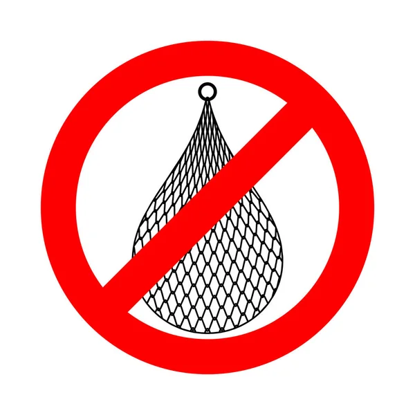 Detén a Fishnet. Prohibir la pesca. Prohibición roja señal de tráfico. Sin red — Archivo Imágenes Vectoriales