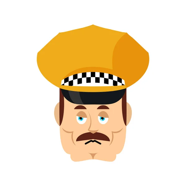 Taxi conductor emoji triste. Emociones tristes del taxista. Cabdriver aburrido — Archivo Imágenes Vectoriales