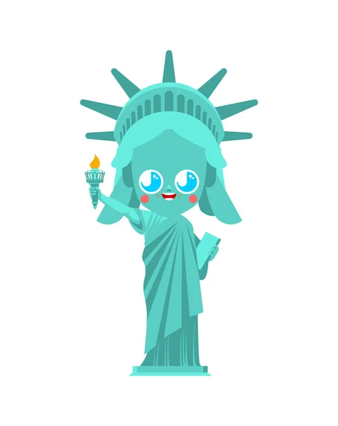 Kawaii Cute Statue of Liberty. funny landmark United States. kid — Stock Vector