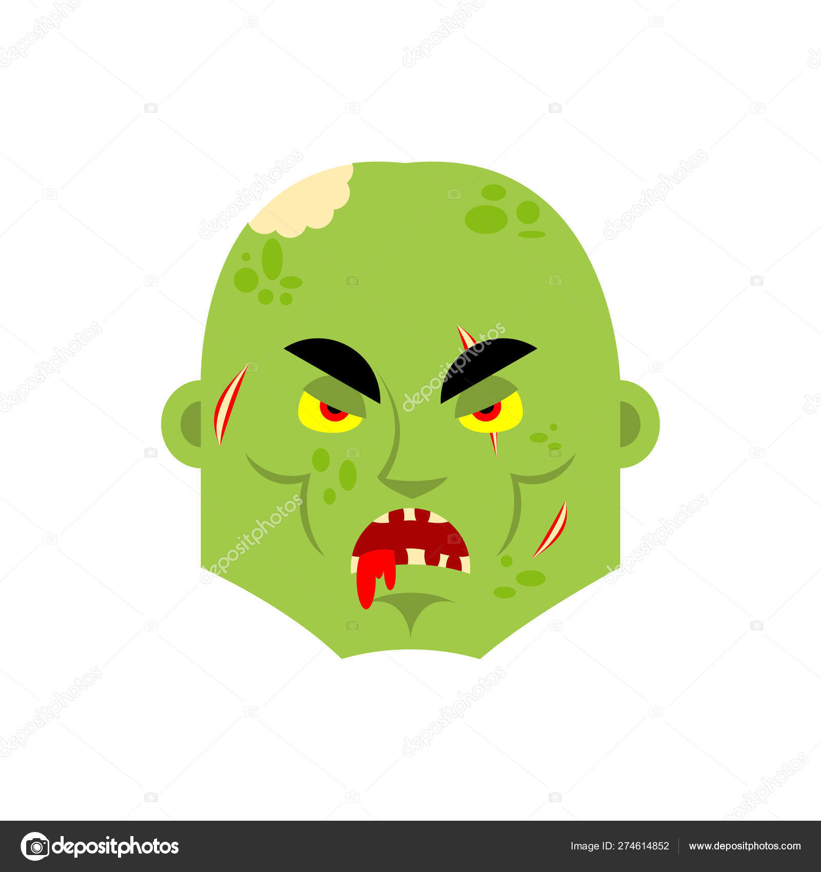 Zombie sint emoji. Levende Død Onde følelser avatar. Udød agg stockvektor ©  popaukropa #274614852, image size:1600x1700