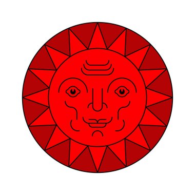 Yüz Folk sembolü ile güneş izole. Vektör Illustration