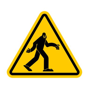 Dikkat Bigfoot. Dikkat yeti. Sarı üçgen yol işareti