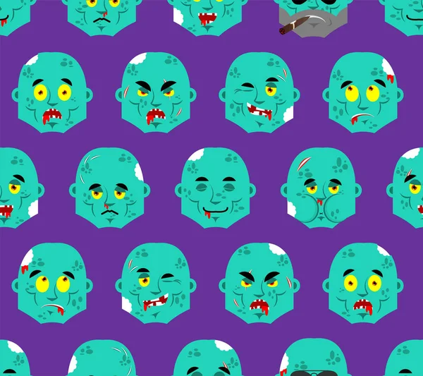 Zombie Gesicht Muster nahtlos. Zombies Kopf Hintergrund. Untote — Stockvektor
