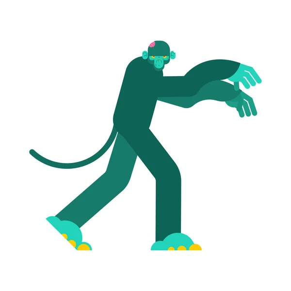 Μαϊμού ζόμπι. Πράσινος γορίλας απέθαντος. Απεικόνιση διανυσματικών φορέων — Διανυσματικό Αρχείο