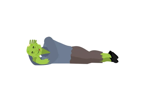 Zombie schlafen. tot schlafend lebend. Untote Vektorillustration — Stockvektor