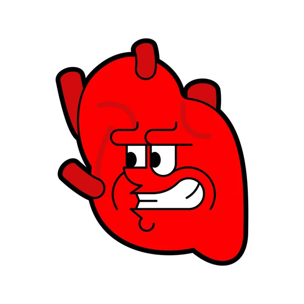 Angry heart Anatomical. Evil Internal organ isolated. Terrible A — Stock Vector