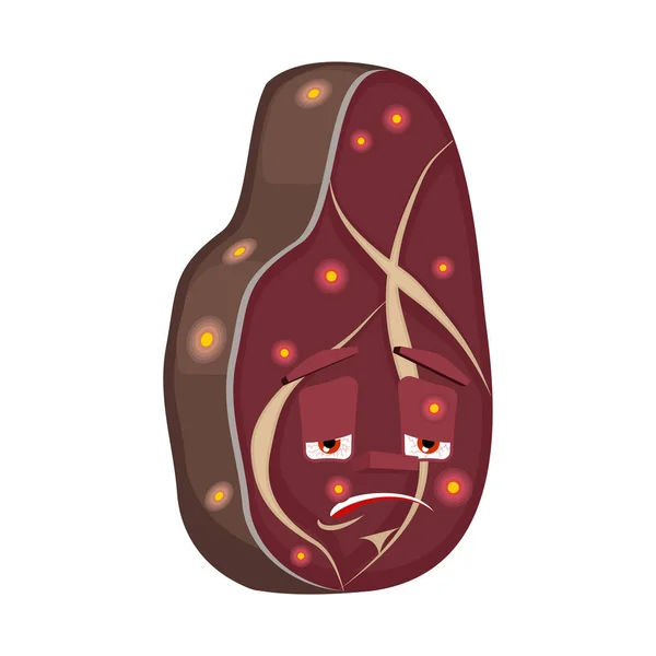 Infección por bistec aislada. Carne enferma por virus. Estilo de dibujos animados. Di — Vector de stock