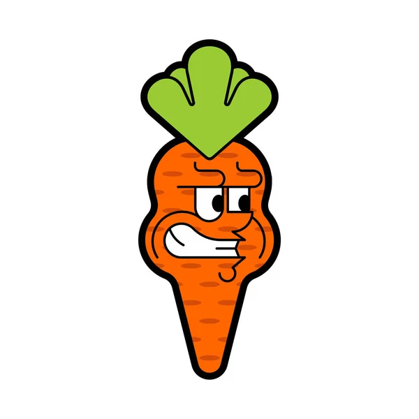 Angry carrot isolated. Evil vegetable. Vector illustration — Stock Vector