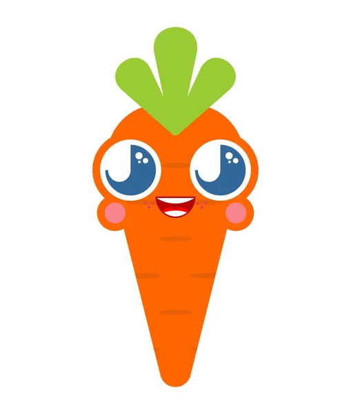 Schattig kawaii wortel geïsoleerd. grappige plantaardige cartoon stijl. Kinderen — Stockvector