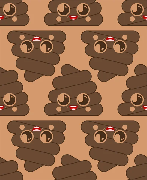 Cute shit Cartoon pattern seamless. Kawaii turd background. Chil — Stock Vector