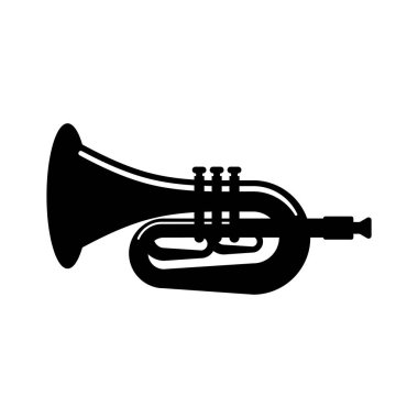 Trompet simgesi. Müzik aleti işareti. Boynuz sembolü vektör illust
