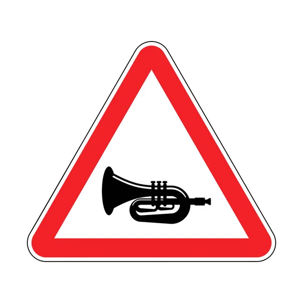 Attention beep Trumpet isolated. Caution hooter. Red triangle ro — Stock Vector