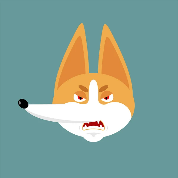 Corgi emoji arrabbiato. Cane malvagio emozioni avatar. Animali aggressivi. Vec — Vettoriale Stock